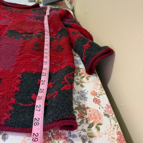 Vintage 90s Womens Floral Patchwork Sweater XL Boho Indie Embroidered Grandma - Picture 10 of 13